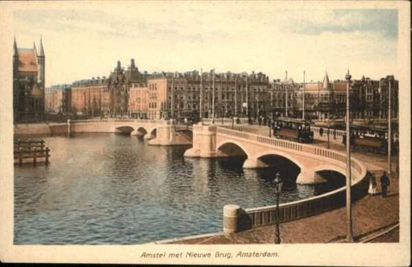 Amsterdam Niederlande Amsterdam Amstel met Nieuwe Brug
