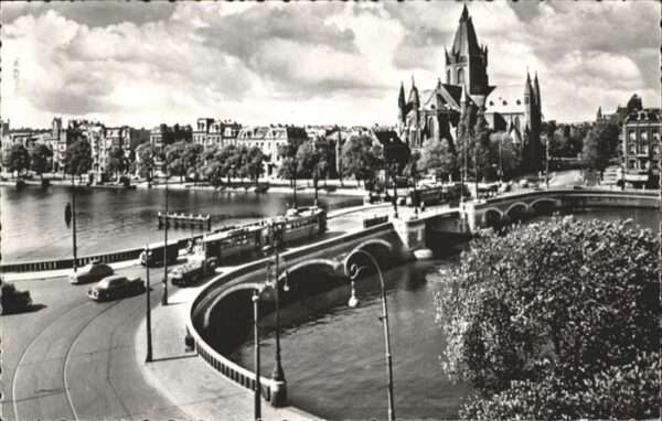 Amsterdam Niederlande Amsterdam Amstelbrug St Willebrotdusker