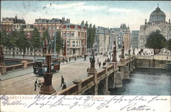 Amsterdam Niederlande Amsterdam Hoogesluis Brücke Strassenbah