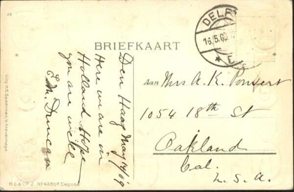 s-Gravenhage Hertenkamp Wappen Prägedruckkarte – Bild 2