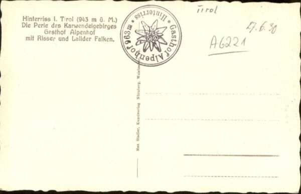 Hinterriss Tirol Alpenhof Risser Lalider Falken – Bild 2