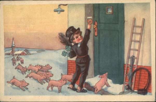 Schornsteinfeger Schweine Ferkel Neujahr