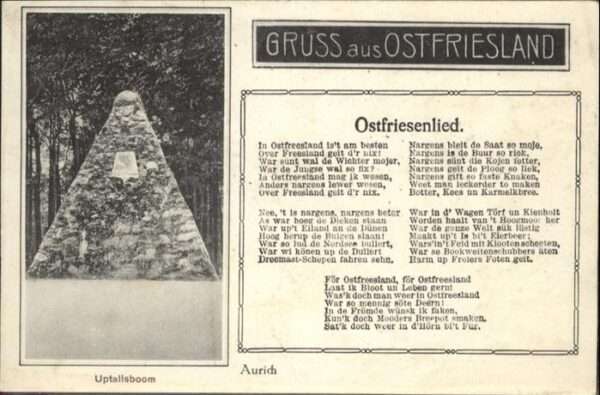Liederkarte Ostfriesenlied Uptallsboom Aurich