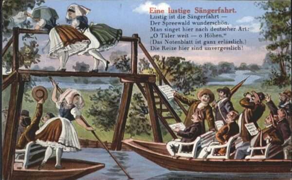 Liederkarte Sängerfahrt Trachten Boote Spreewald