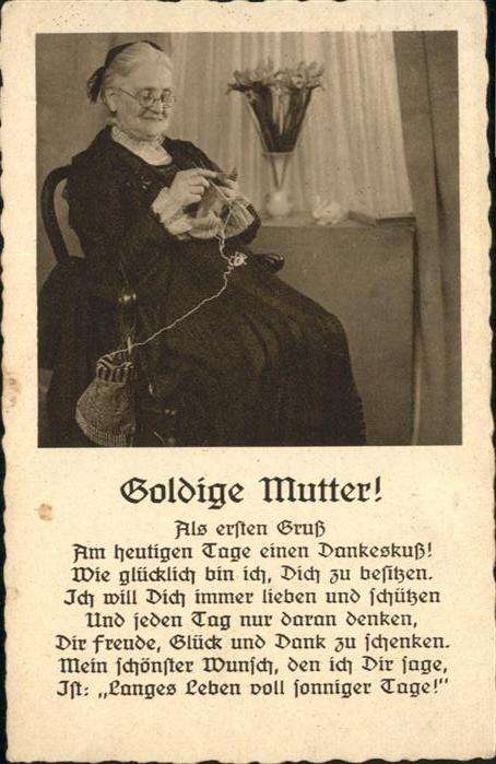 Handarbeit Stricken Goldige Mutter Gedicht