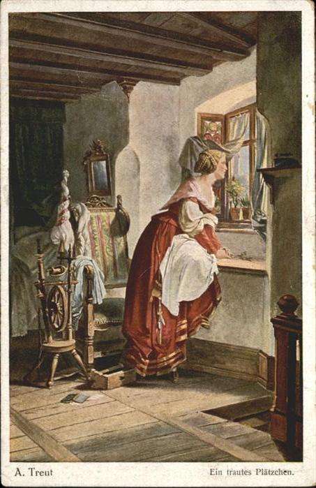 Spinnen Handwerk Künstler A. Treut Spindel