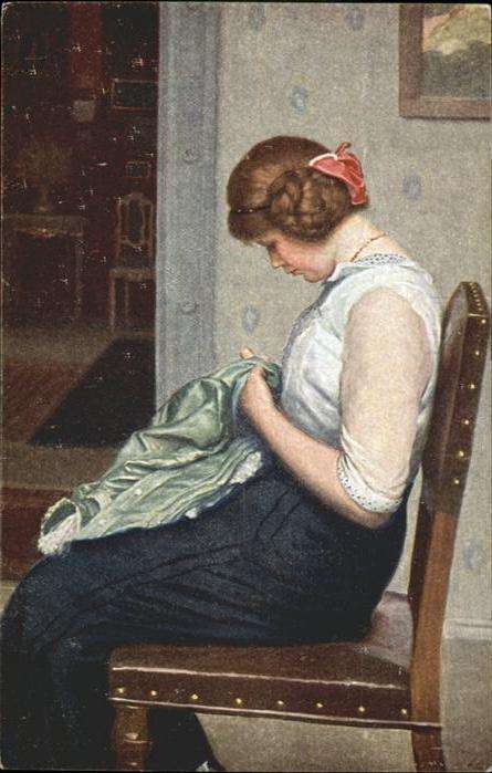 Handarbeit Nähen Künstler Adolf Hering Näharbeit