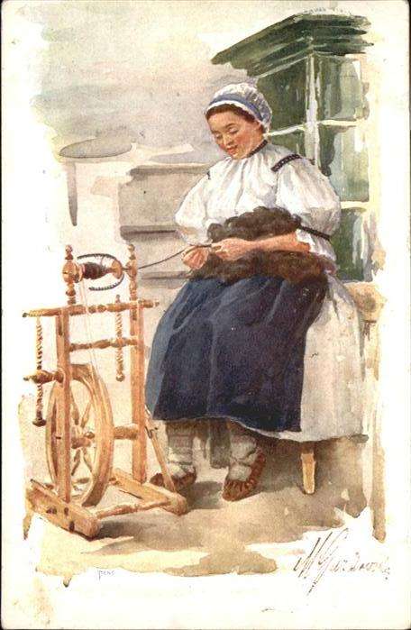 Spinnen Handwerk Sindel Tracht Handarbeit Künstler M. Ga
