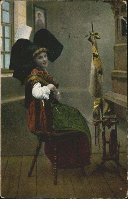 Spinnen Handwerk Tracht Spindel Elsass