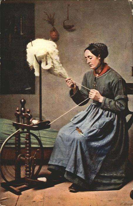 Spinnen Handwerk Spindel Tracht Künstler Eugene Burgat
