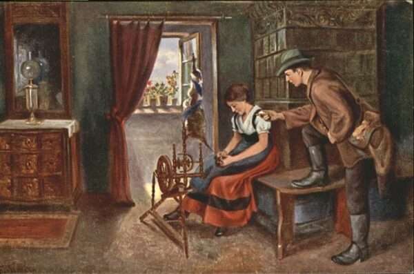 Spinnen Handwerk Poesie Spindel Künstler E. Funk Eifersu