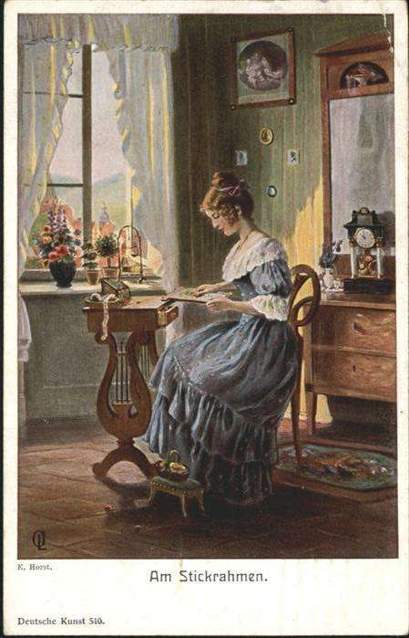 Handarbeit sticken Künstler E. Horst Stickrahmen