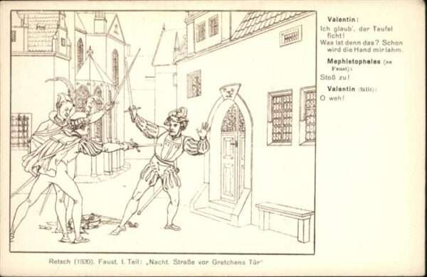 Goethe Johann Wolfgang von Retsch Faust Nacht Strasse vor Gretsche