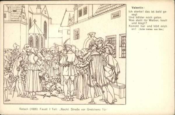 Goethe Johann Wolfgang von Retsch Faust Nacht Strasse vor Gretchen
