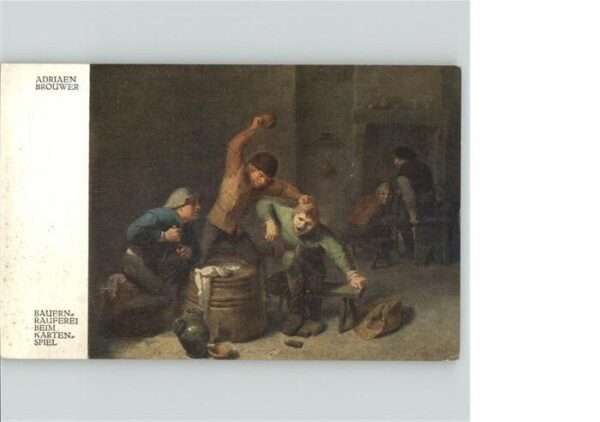 Kartenspiel-Postkarte Künstler Adriaen Brouwer Bauern