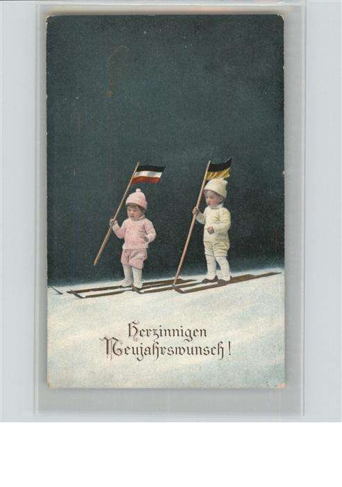 Schwarz Weiss Rot Kinde Fahnen Ski Neujahr