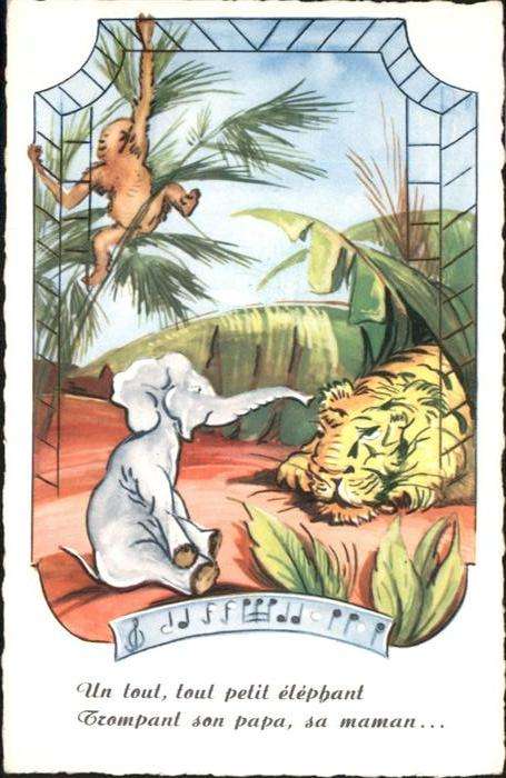Liederkarte Tiere Affe Elefant