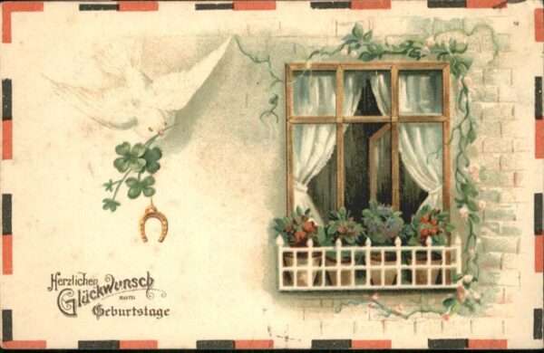 Schwarz Weiss Rot Geburtstag Fenster Hufeisen