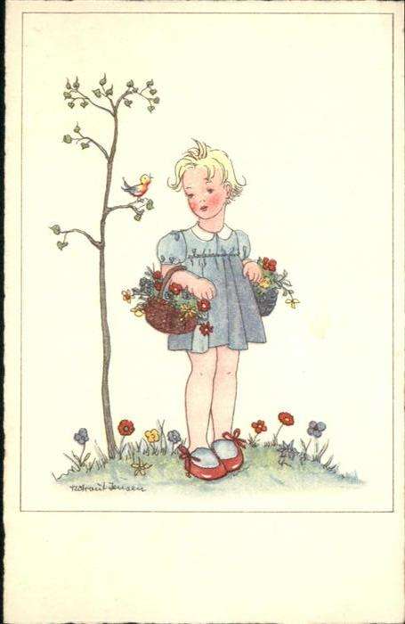 Baby Nursery Bebe Mädchen Korb Blumen Vogel