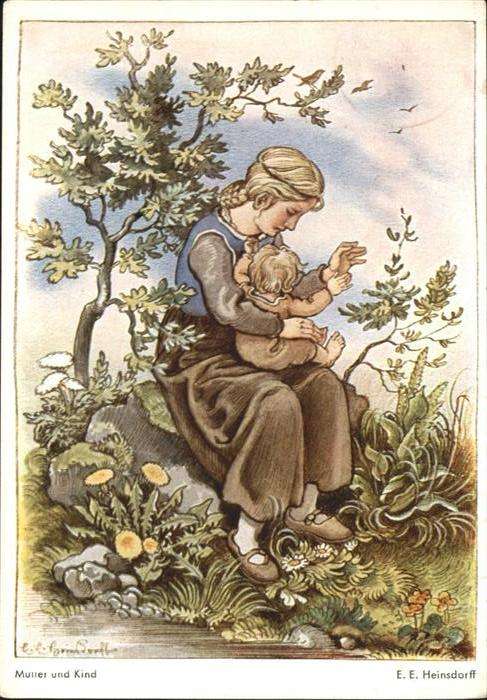 Kuenstlerkarte E. E. Heinsdorff Mutter und Kind