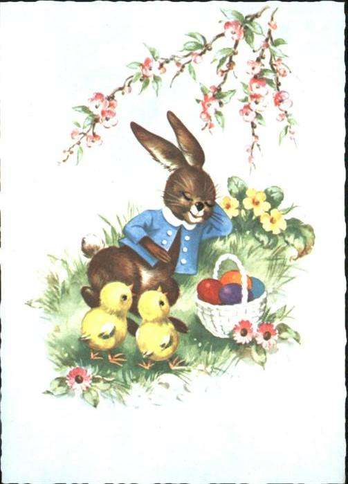 Ostern Easter Paques Hase Küken vermenschlicht