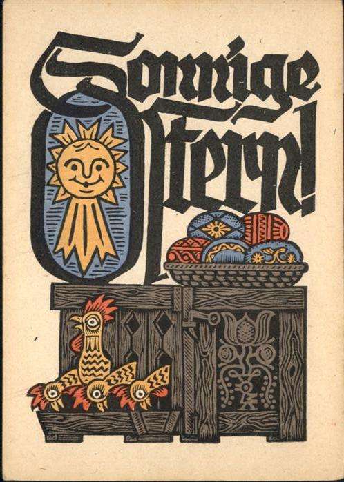 Ostern Easter Paques Geflügel Holzschnitt