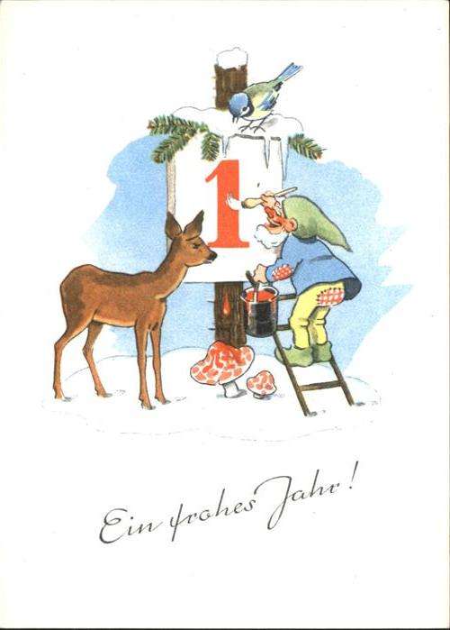 Zwerge Dwarfs Nains Neujahr malen