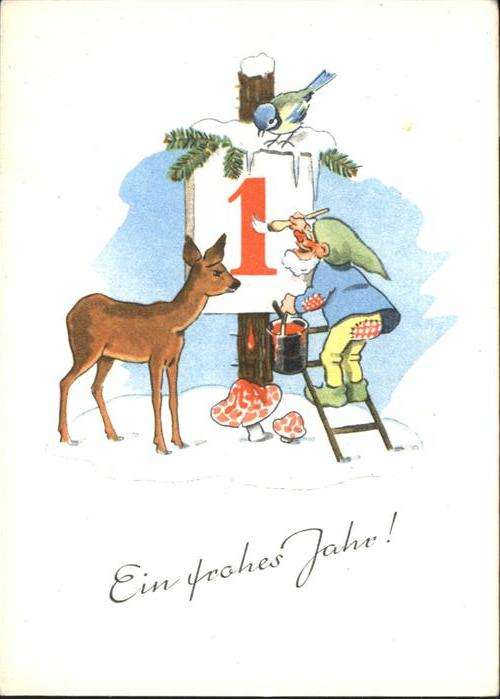 Zwerge Dwarfs Nains Neujahr malen