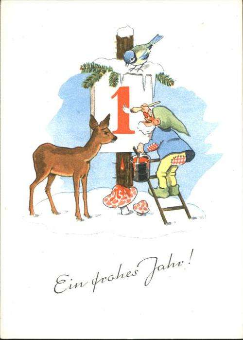 Zwerge Dwarfs Nains Neujahr malen