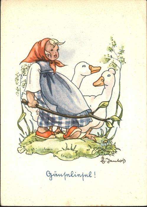 Voegel Gänseliesel Kind Mädchen