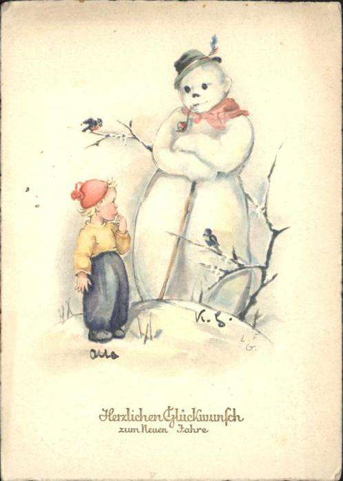 Schneemann Pfeife Kind Neujahr