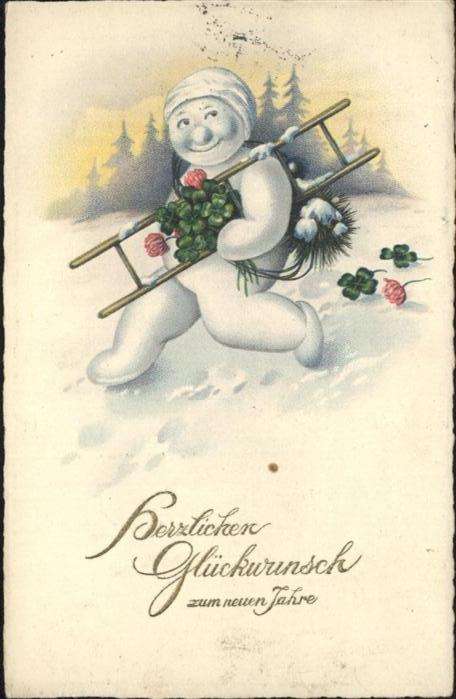 Schneemann Neujahr Schornsteinfeger vermenschlicht