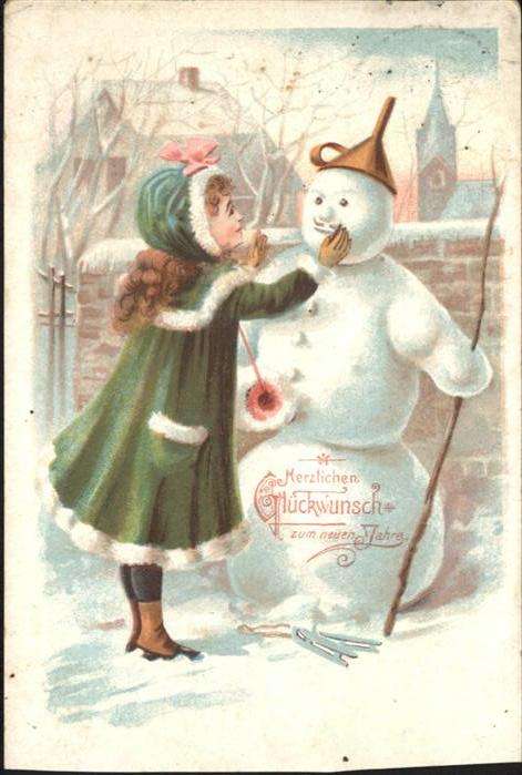 Schneemann Kind Mädchen Neujahr