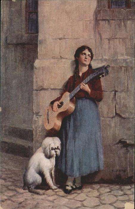 Goethe Johann Wolfgang von Mignon Künstler Kroj Gitarre Hund