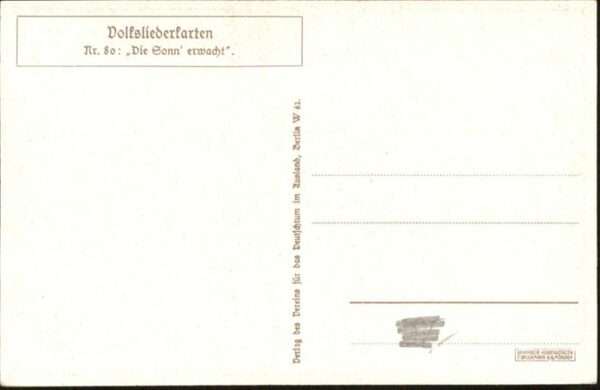 Liederkarte Nr. 80 Die Sonn erwacht Künstler A. Unt – Bild 2
