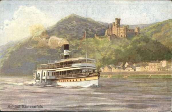 Dampfer Seitenrad Schloss Stolzenfels Rheindampfschifffah