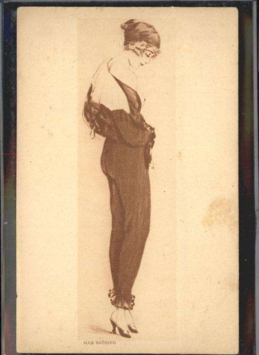 Kuenstlerkarte Max Brüning Frau Der violette Pyjama