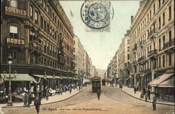 Lyon France Lyon Strassenbahn Rue Republique