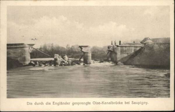 Saupigny gesprengte Oise-Kanalbrücke