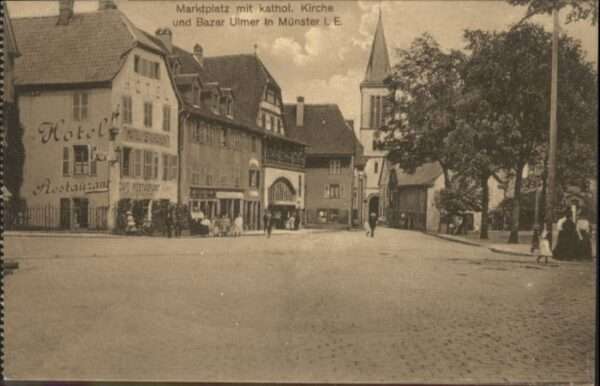 Munster Haut Rhin Elsass Münster_Elsass Marktplatz Kirche Bazar