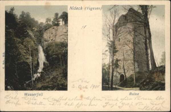 Oberhaslach Bas Rhin Elsass Oberhaslach Nideck Wasserfall Ruine