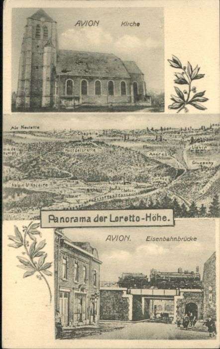 Avion Pas-de-Calais Avion Kirche Eisenbahnbrücke