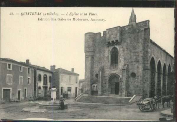Quintenas Eglise Place Brunnen Kutsche