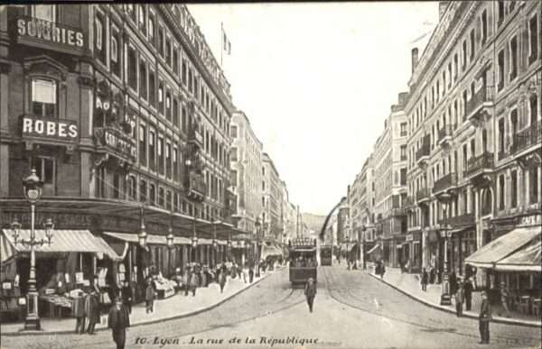 Lyon France Lyon Strassenbahn Rue Republique