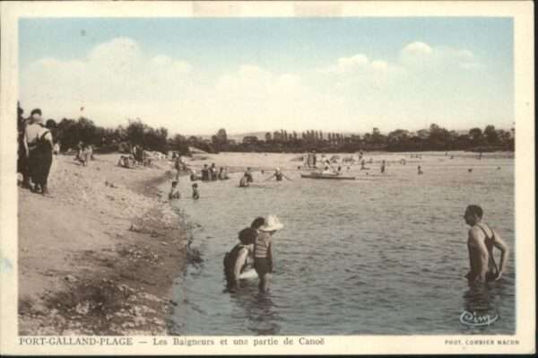 Saint-Maurice-de-Gourdans Port-Galland-Plage Baigneurs Canoe