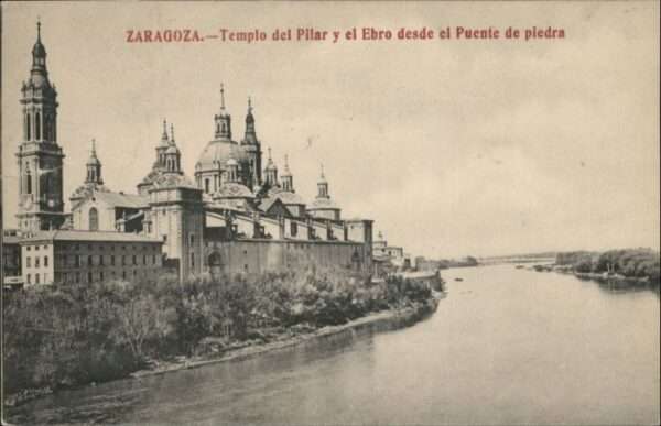Zaragoza Saragossa Espana Zaragoza Templo Pilar Ebro Puente Piedr