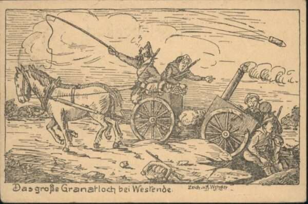 Westende Künstler A. Wehder Granatloch Krieg