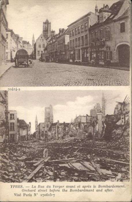 Ypern Ypres Ypres la rue du Verger Zerstörung