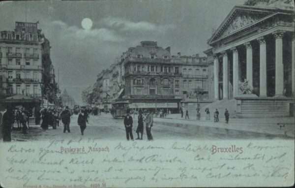 Bruxelles Bruessel Boulevard Anspach Mondscheinkarte