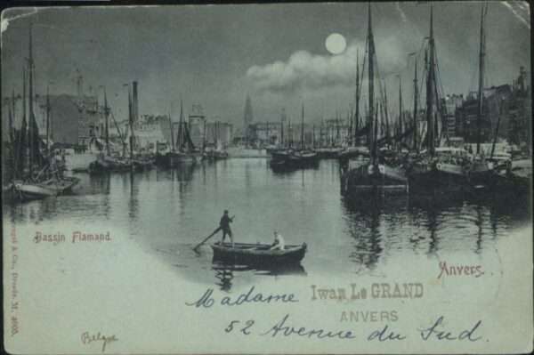 Anvers Antwerpen Anvers Bassin Flamand Mondscheinkarte